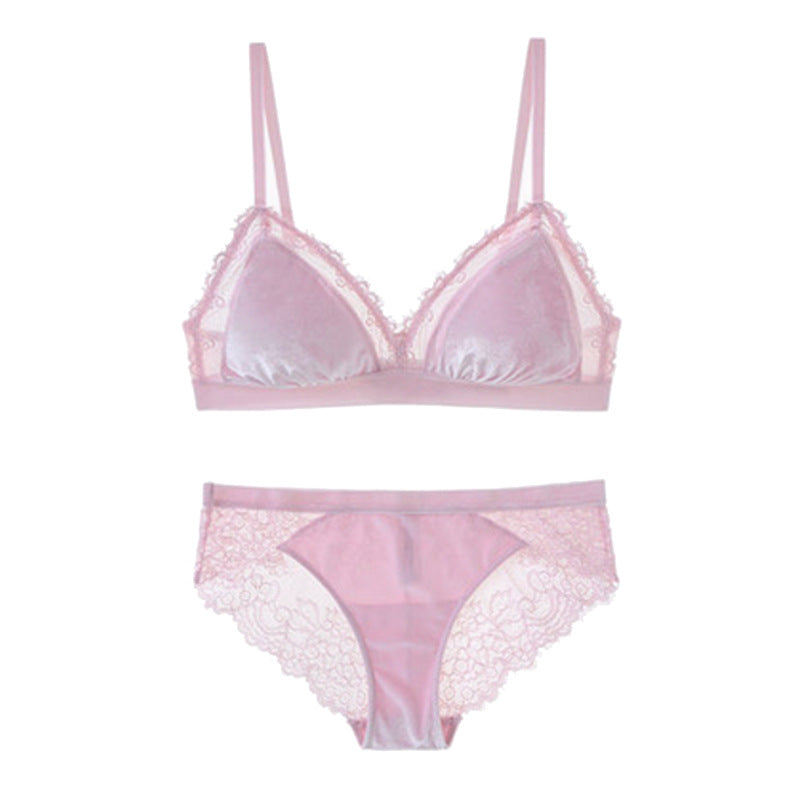 Velvet Soft and Comfortable Deep V Bra Set