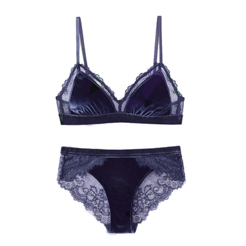 Velvet Soft and Comfortable Deep V Bra Set