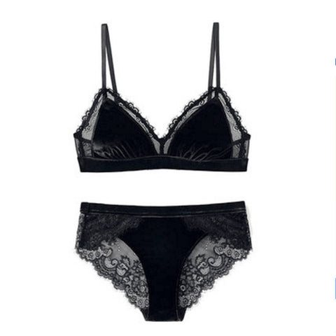 Velvet Soft and Comfortable Deep V Bra Set