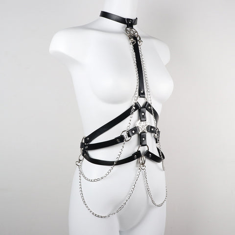 Fetish Body Harness Torso Metal Chain