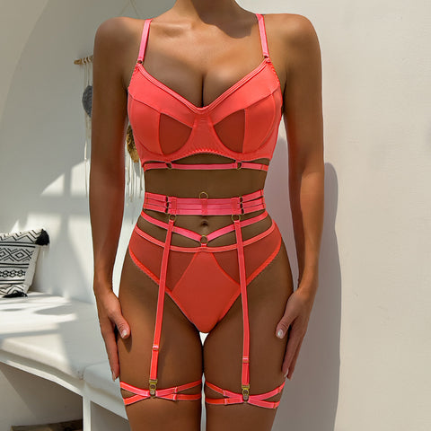 Lingerie for Women,Sexy Lace Lingerie,Sheer Matching 4 Piece Lingerie Set
