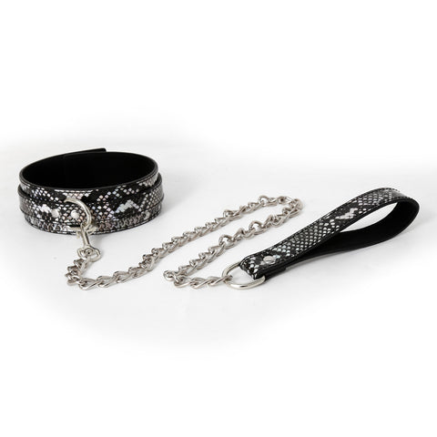 Handmade Snakeskin Lockable Choker With Leash
