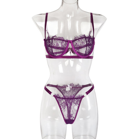 Women Lingerie Sexy Sets with Underwire Lace Bra and Panty Set Push Up Two Piece Lingerie