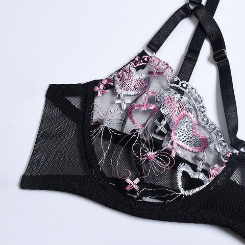 Womens Strappy Lace Garters Lingerie set Bra Panty Tassel Skirt Gloves 3Pcs /4Pcs Teddy Bodysuit