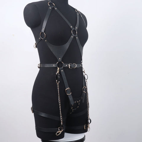 Full Body Harness Belt With Hand Cuff Fashion Body Chain